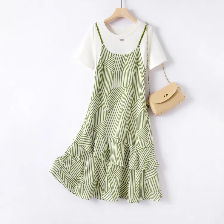 IHIMI/海谧【海草】2025年夏新款气质裙子假两件宽松显瘦女装连衣裙