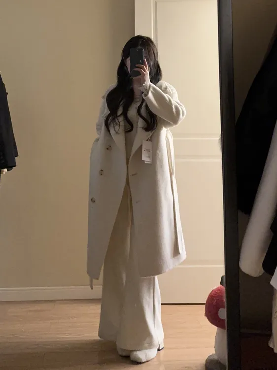 【粉妆玉琢】秋冬新款小个子毛呢针织外套立领保暖兔绒暖冬时尚之选