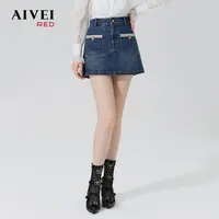 【陈大可专属】AIVEI复古小香风高腰A字显瘦牛仔短裙裤Q0560101