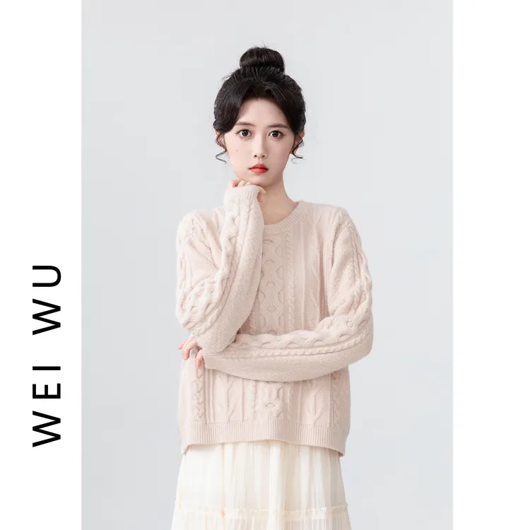 短款圆领麻花毛衣女春秋2025新款温柔风软糯套头针织衫内搭上衣