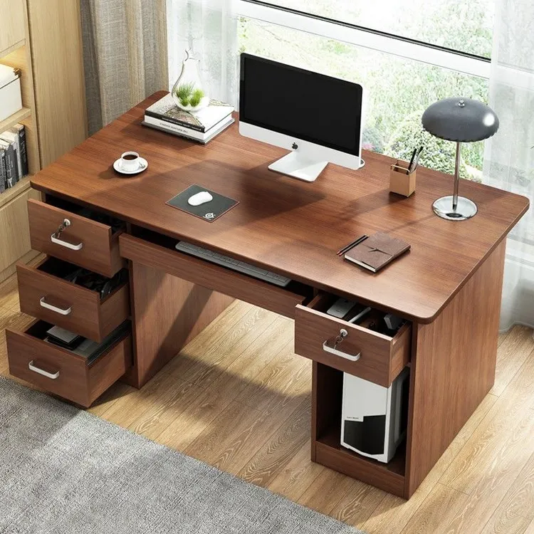 办公桌单人电脑桌台式带抽屉办公室职员桌工作台老板桌子桌椅组合