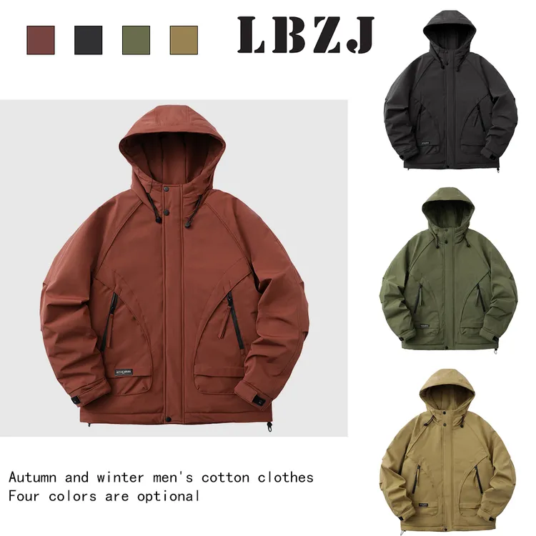 兰博之嘉情侣秋冬户外棉服休闲保暖防风防水美式连帽宽松外套冬季