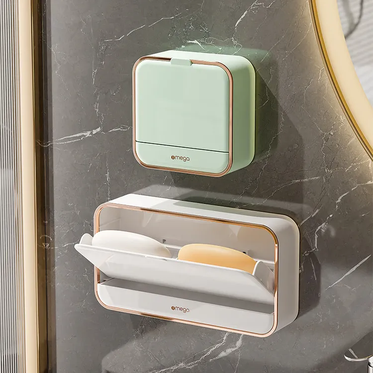 肥皂收纳盒壁挂香皂盒免打孔沥水双层肥皂盒家用浴室香皂置物架