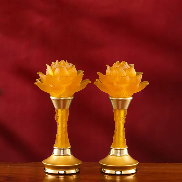 充电LED灯多款式一对价长明灯中式七彩七星荷花蜡烛仿琉璃灯家用