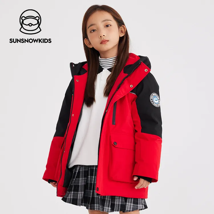 太阳雪人【肉妈专属】冬季时尚中长保暖连帽防风厚羽绒服T3044589YZ