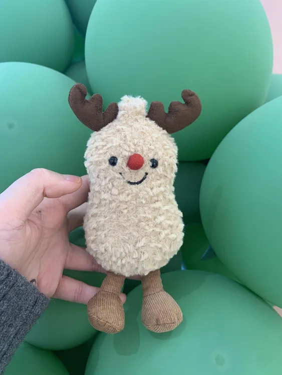 圣诞节新品趣味驯鹿花生毛绒玩具创意玩偶送礼15CM（无标平替款）