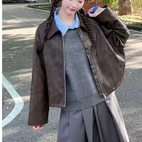 K007  痞帅机车风皮衣夹克女秋小众设计感外套  3WT1777
