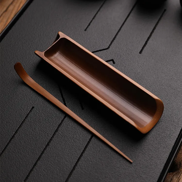 茶则两件套竹制赏茶荷功夫茶具茶道配件茶席垫茶勺茶匙六君子套装