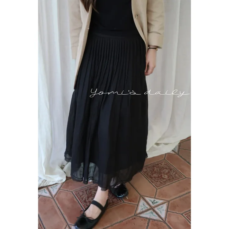 YOMI小个子定制【"黑风琴曲"·竖型打条～遮肉飘逸】半身裙15232B8632