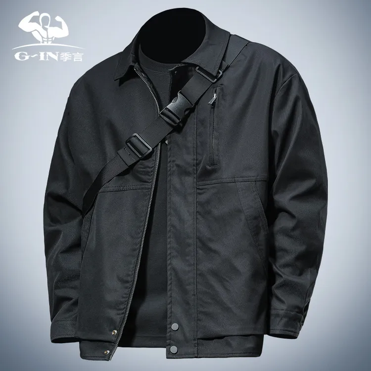 季言高端夹克男翻领行政商务休闲微宽松外套男秋款潮流百搭上衣男