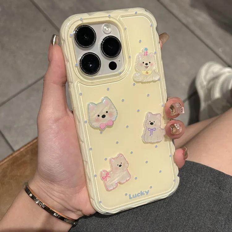 新款果冻波点西高地适用苹果16手机壳iPhone15promax趣味14/13/12