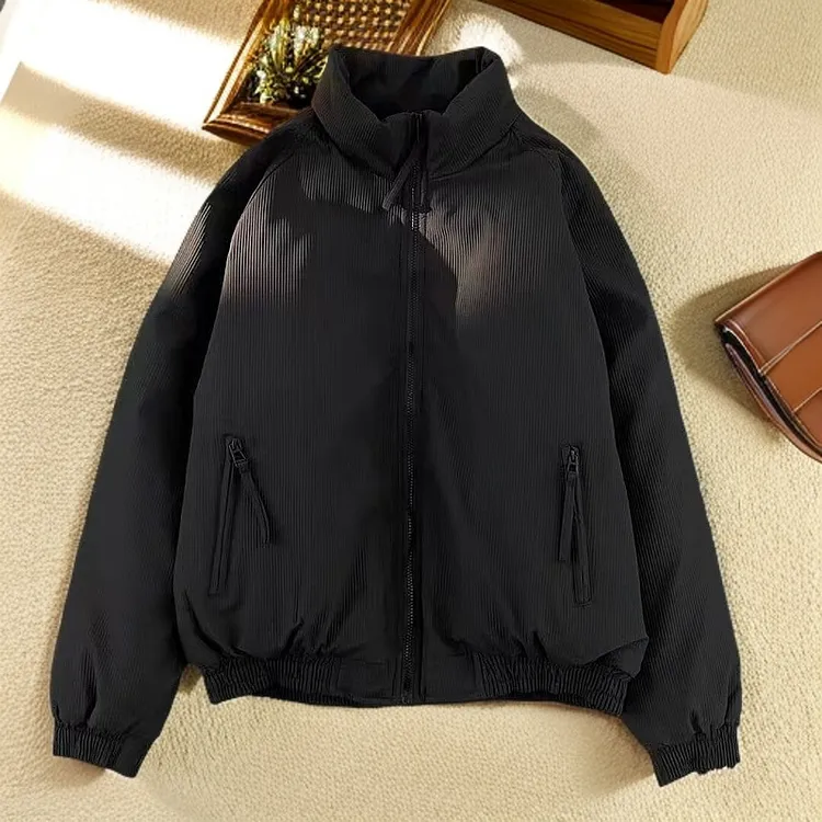 冬季复古灯芯绒夹棉棉服新款立领棉衣短款加厚外套男女同穿冬装潮