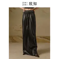 【橱窗】致知 璧月堂 超长皮裙女2023冬季直身ZZ2CWWB6020