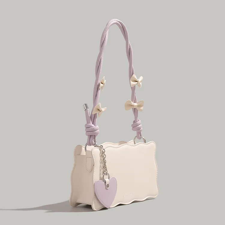 URBAN FACE女士包包斜挎包法棍包新款爱心蝴蝶结手提包单肩腋下包