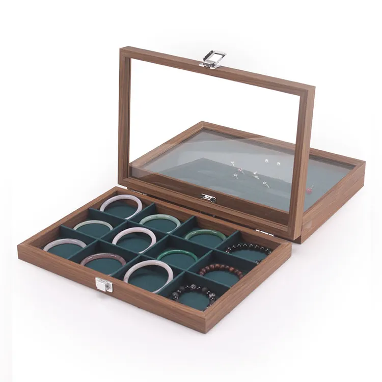 珠宝首饰盒木质手镯手串收纳耳钉项链收纳展示饰品柜台展示道具