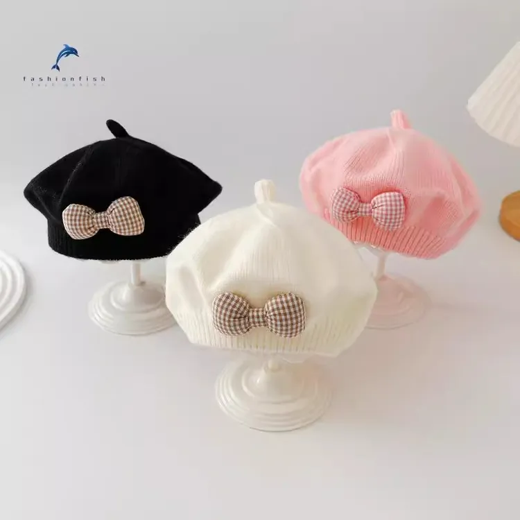 婴儿帽子新款秋冬季女宝贝雷帽新生幼儿毛线儿童针织公主可爱超萌