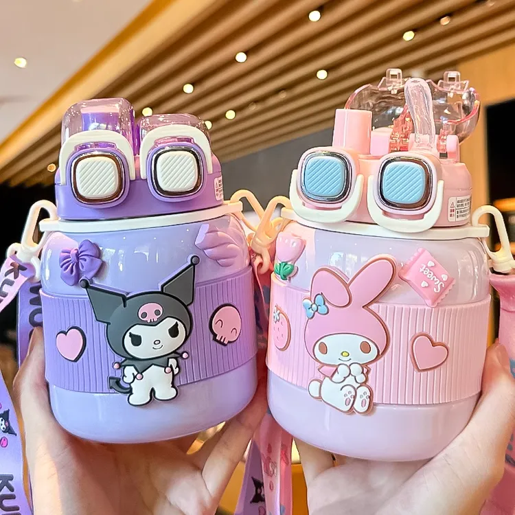 库洛米儿童保温杯吸管316上学专用水杯大容量双饮学生高颜值杯子