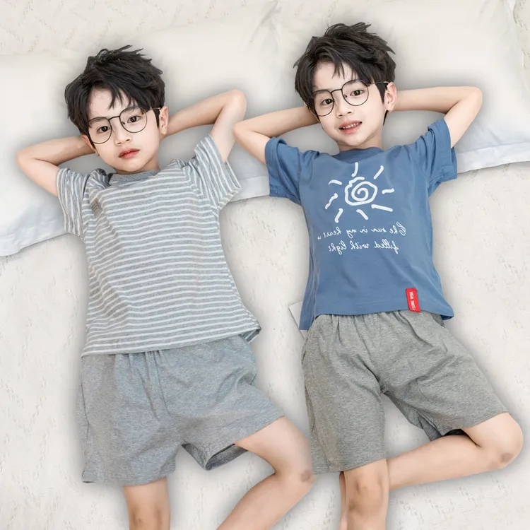 儿童夏季薄款睡衣短袖2025新款纯棉家居服男孩大童空调服夏款套装
