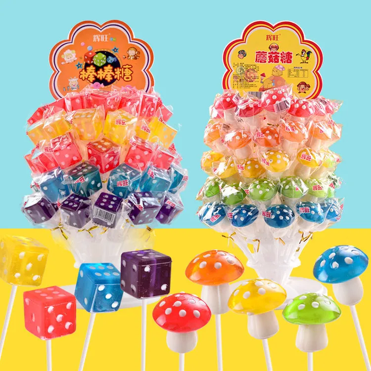 混合水果味糖好吃整箱糖果，硬糖可吃骰子糖蘑菇糖，糖果棒棒糖