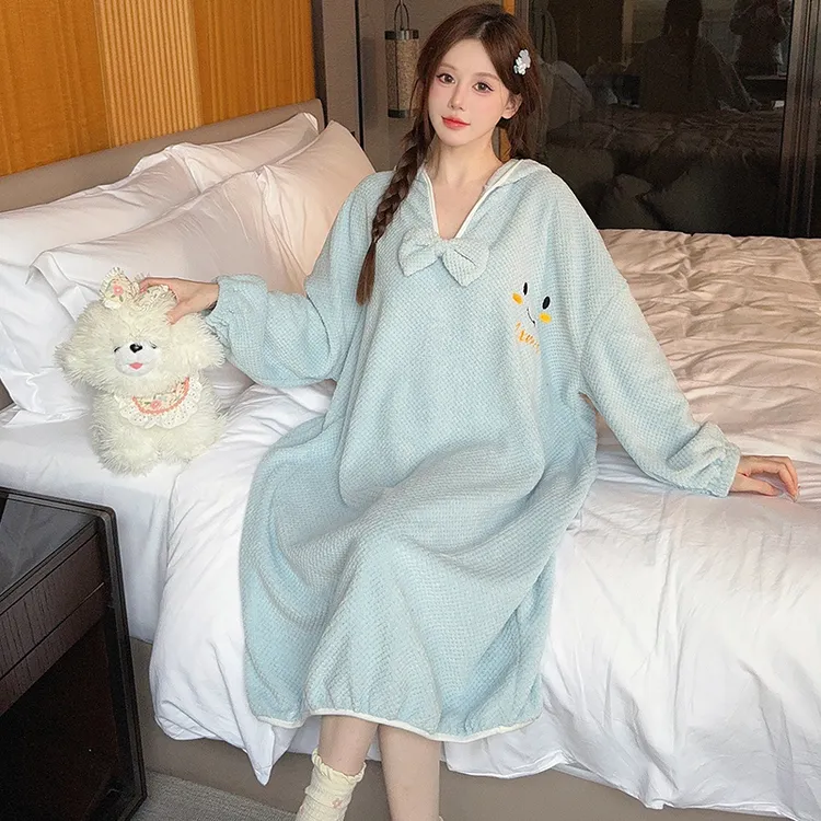 浴巾吸水面波萝格春秋可穿式浴巾裹巾睡袍宽松大码300斤甜美睡裙