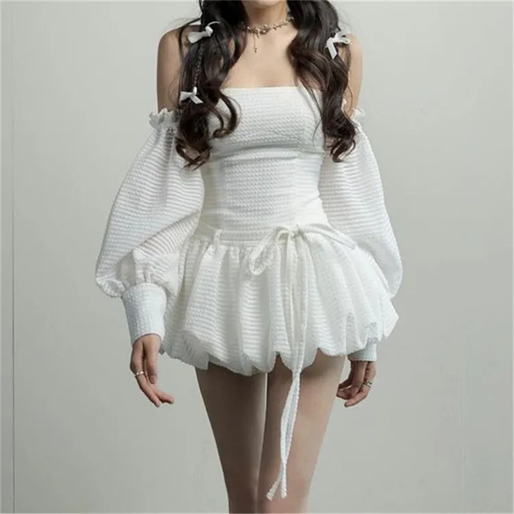 Malou 芭蕾少女遮腰显瘦百搭抹胸裙女 收腰系带蓬蓬裙K23D28494