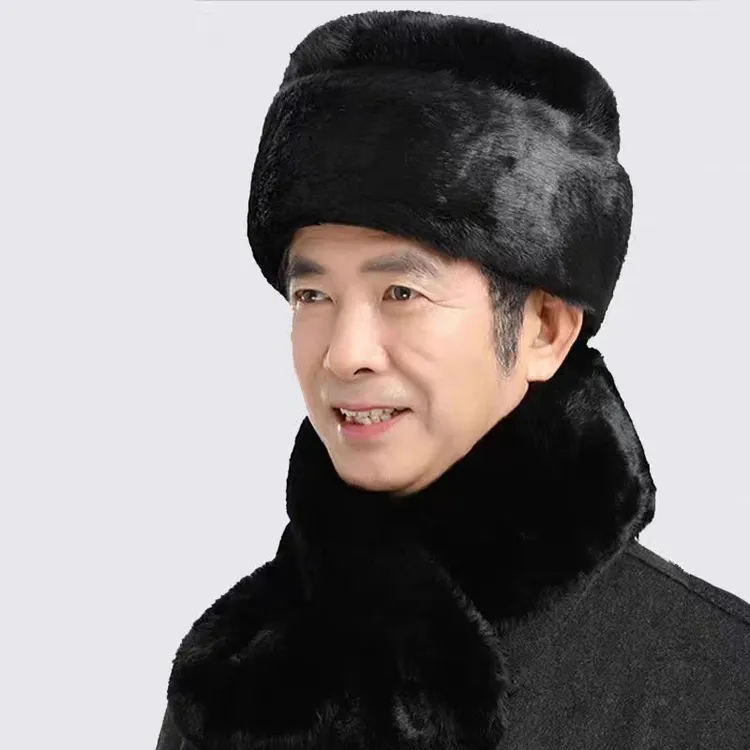 冬季仿貂复古地主老财帽子男员外帽中老年棉帽爸爸爷爷防寒帽冬帽