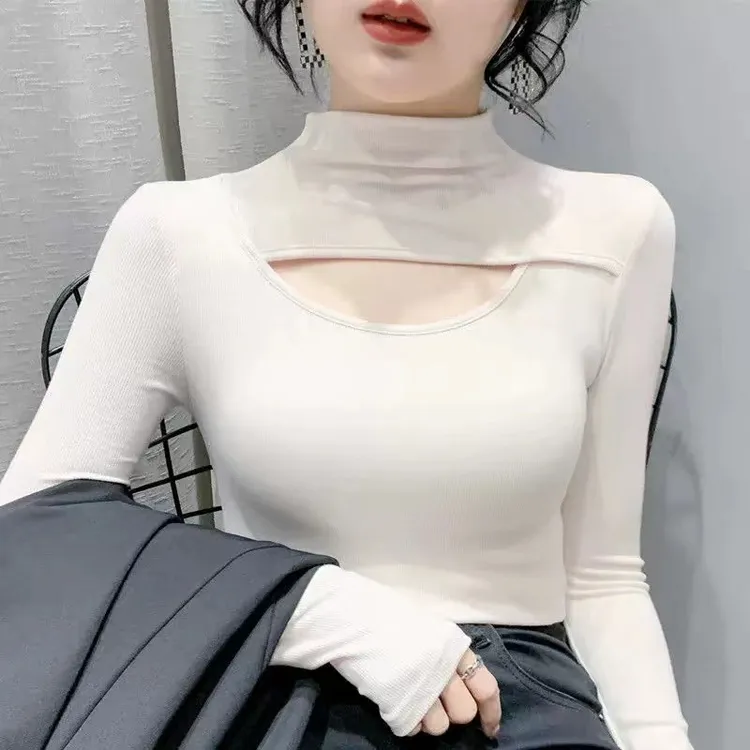 半高领磨毛打底衫女洋气内搭秋冬季新款高级感百搭显瘦保暖上衣
