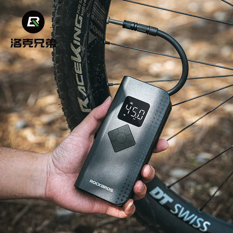 洛克兄弟电动打气筒无线高压便携充气泵自行电动车汽车迷你充气宝