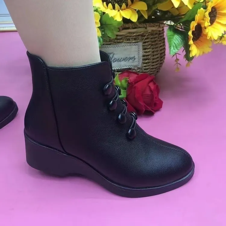 【反季清仓】短靴女2025年秋冬新款中跟软底中年妈妈加绒加厚女棉鞋