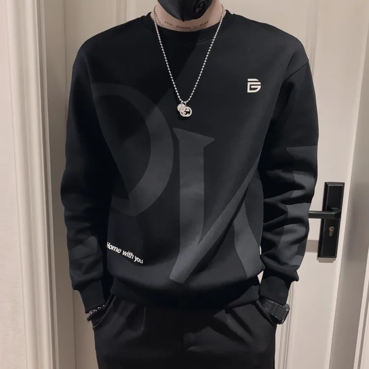 春秋季新款卫衣男2025韩版潮流痞帅爆款圆领印花上衣休闲打底衫t