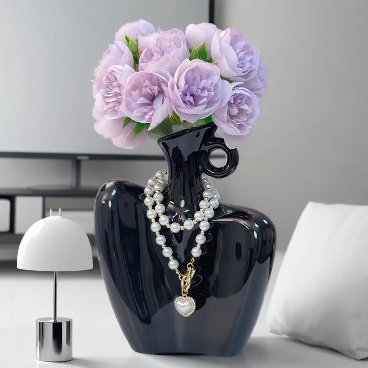 创意轻奢抽象人物装饰陶瓷摆件高级感艺术花瓶插花电视柜酒柜摆件