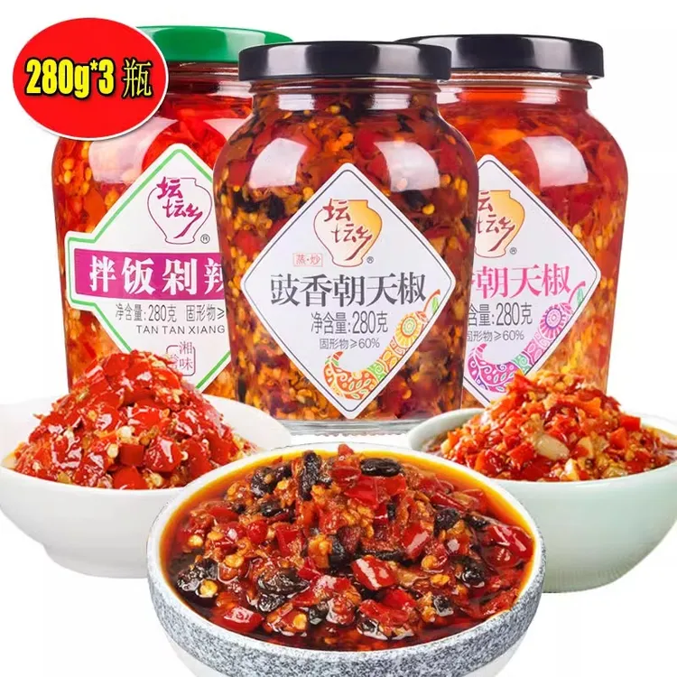 湖南剁辣椒坛坛乡蒜香朝天椒豉香拌饭酱蒜蓉拌面酱湘味下饭280g