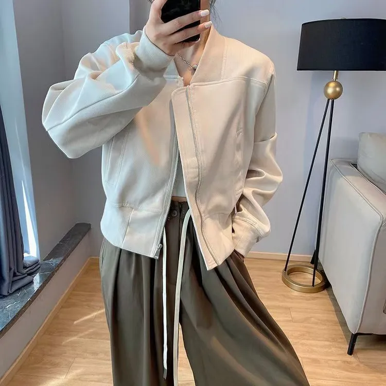 原创纯色vibe风棒球服外套运动机车服休闲百搭潮流小众设计感上衣