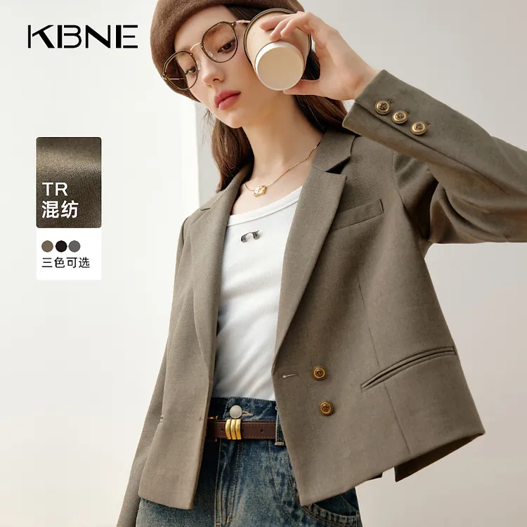 KBNE西装外套女高级感气质2025春秋新款职业女装韩版小西装短款