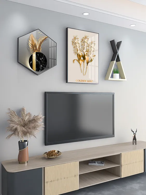 轻奢简约电视背景墙面装饰客厅装饰画墙壁画挂件轻奢餐厅挂画组合