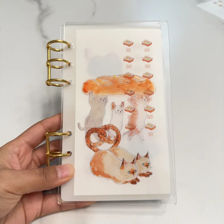 A6猫咪面包主题趣味涂色现金存钱本