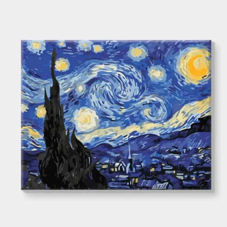 梵高星空|真心数字油画diy抽象装饰填色减压手工绘画填充色油彩画