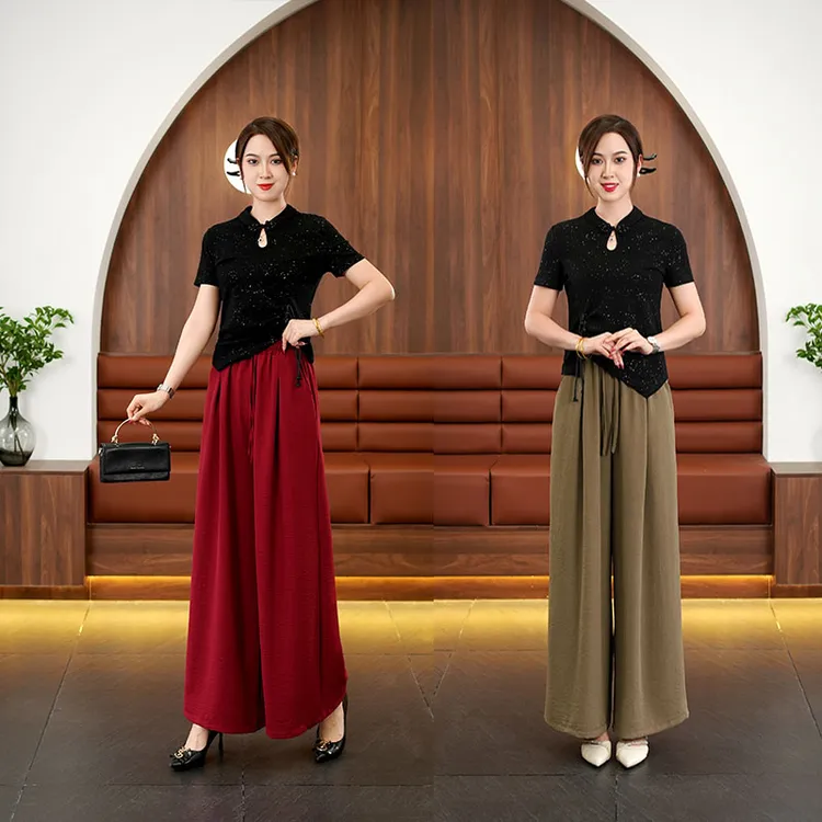 裙裤女春夏秋薄款高腰褶皱阔腿裤休闲垂感山本裤岁以上