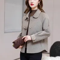 2025秋冬新款毛呢外套双面绒上衣小个子中年妈妈装洋气显瘦女装