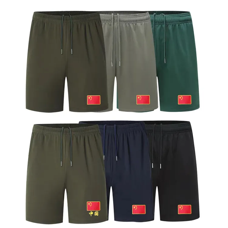 中国风夏季速干短裤运动宽松休闲刺绣户外训练5分裤子中裤男大码