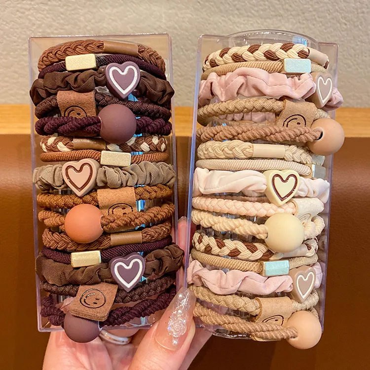 小女孩可爱咖色系发绳儿童高弹力发饰不伤发头绳网红马尾成人头饰