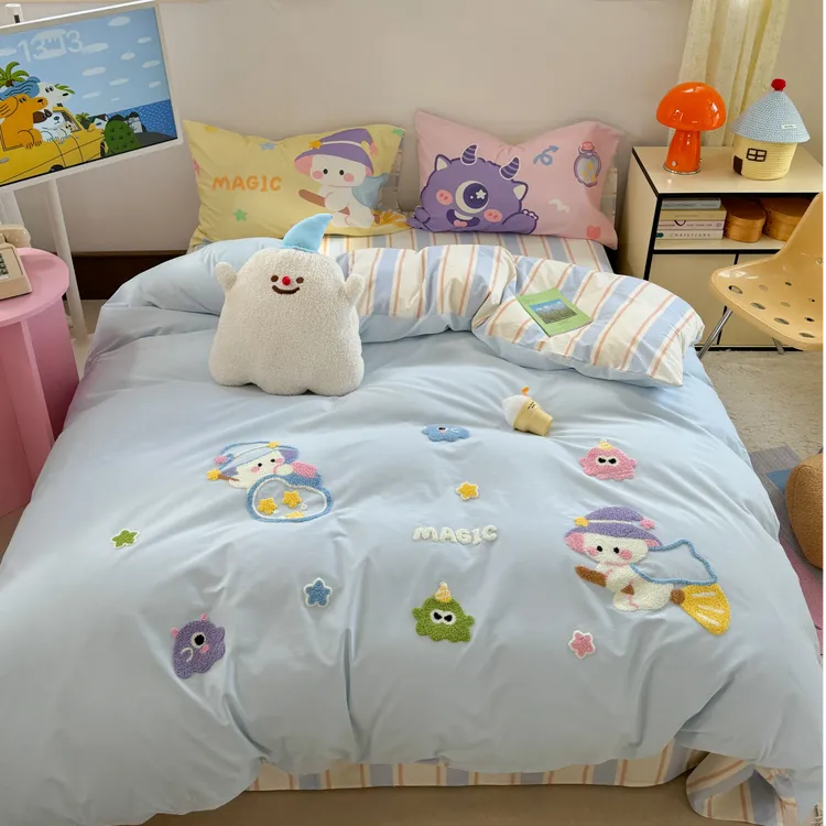 喜番丨特！可爱卡通系列 秋冬加厚全棉磨毛三件套四件套 A类毛巾绣