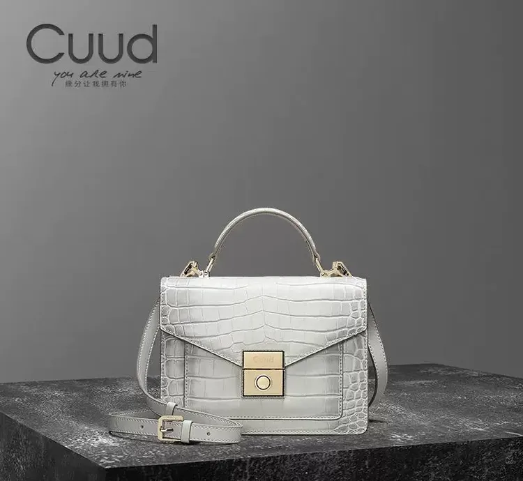 【专柜】Cuud时尚轻奢鳄鱼纹牛皮手提女包小众潮流单肩斜挎真皮包
