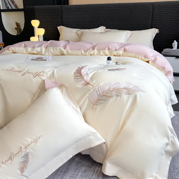 FANYUE/繁悦轻奢纯棉四件套全棉床单被套亲肤裸睡酒店床上床笠款