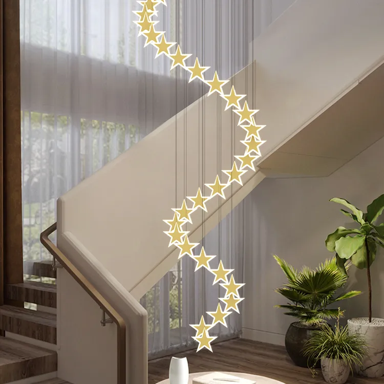 新款轻奢简约创意流星楼梯吊灯复式旋转北欧别墅大气客厅餐厅灯饰