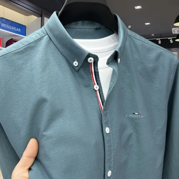 正品Tommy汤米100%纯棉长袖衬衫男士秋季中青年时尚休闲男款衬衣