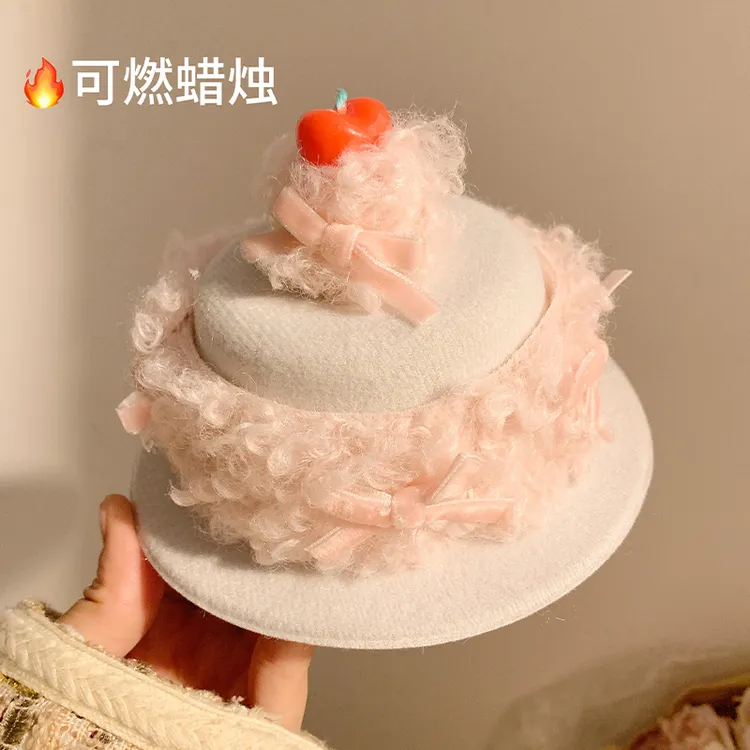 蜡烛可燃草莓蛋糕帽子发夹女生日头饰公主网红派对拍照氛围感道具