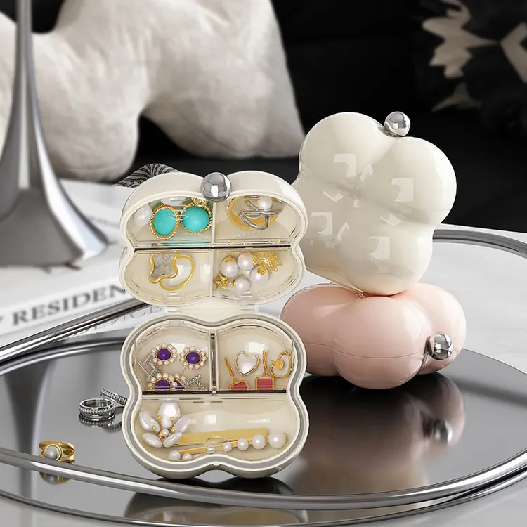首饰盒/箱 收纳盒精致可爱便携耳钉耳饰手链收纳迷你防尘分格分装