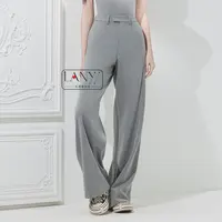 LANYI 雅痞蓝灰拼接阔腿宽松长裤
