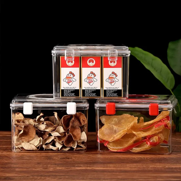 嘉宝防潮密封箱干货虫草药材茶叶陈皮储存罐亚克力鱼胶手提包装盒